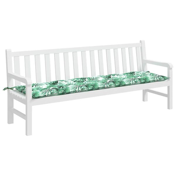 vidaXL Gartenbank-Auflage Blattmuster 200x50x7 cm Oxford-Gewebe