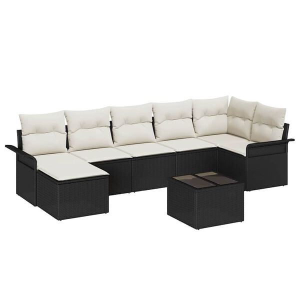 vidaXL Gartensofa-set mit Kissen 8 pcs Schwarz Poly-Rattan