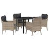 vidaXL Garten Essgruppe mit Kissen 5 pcs Hellgrau Poly-Rattan