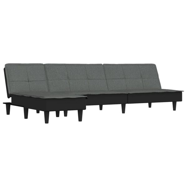 vidaXL Schlafsofa in L-Form Dunkelgrau 255x140x70 cm Stoff