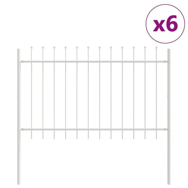 vidaXL Gartenzaun Wei&szlig; 10.2 x 0.8 m Pulverbeschichteter Stahl