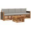 vidaXL Outdoor-Sofagarnitur mit Kissen 5 pcs Nat&uuml;rlich und Hellgrau