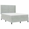 vidaXL Boxspringbett mit LED-Lichtleisten Hellgrau 140 x 200 cm Samt