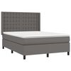 vidaXL Boxspringbett mit Matratze & LED Grau 140x200 cm Kunstleder