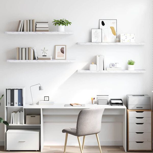 vidaXL Wandregal 4 pcs Wei&szlig; Marmor 120 x 23,5 x 4 cm Holzwerkstoff