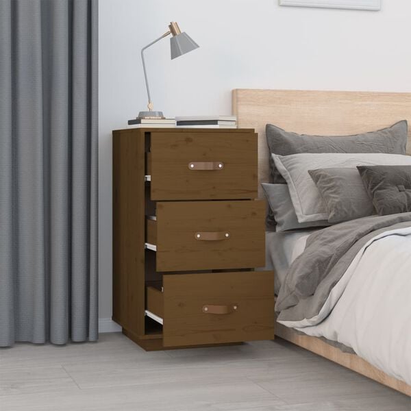  vidaXL Nachttische 2 Stk. Honigbraun 40x40x75 cm Massivholz Kiefer
