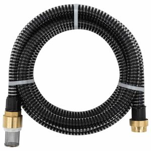 vidaXL Saugschlauch mit Messing-Anschl&uuml;ssen Schwarz 1,1" 3 m PVC