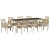 vidaXL Garten Essgruppe 9 pcs Beige Poly-Rattan