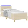 vidaXL LED Boxspringbett mit Matratze mit LED Creme 90 x 200 cm Stoff