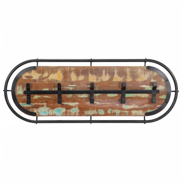 vidaXL Wandgarderobe mit 5 Haken Altholz Massiv