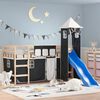 vidaXL Kinderhochbett mit Turm Wei&szlig; & Schwarz 80x200 cm Kiefernholz