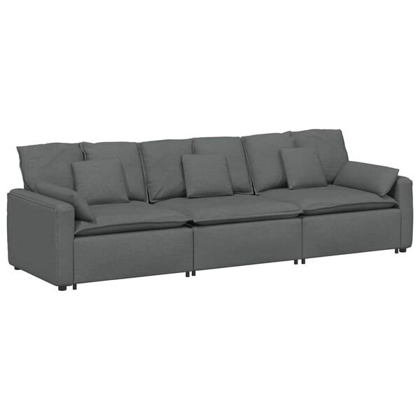 vidaXL Modulares Sofa mit Kissen Dunkelgrau