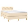 vidaXL Boxspringbett mit Matratze & LED Creme 120x190 cm Stoff