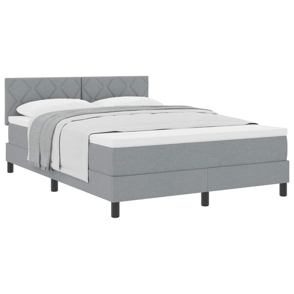 vidaXL Boxspringbett mit Matratze Hellgrau 140 x 190 cm Stoff