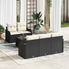 vidaXL Garten-Sofa-Set mit Kissen mit Speicher 6 pcs Schwarz und Creme