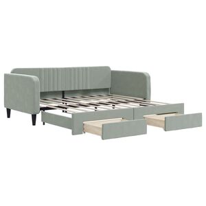 vidaXL Tagesbett Ausziehbar mit Schubladen Hellgrau 100x190 cm Samt