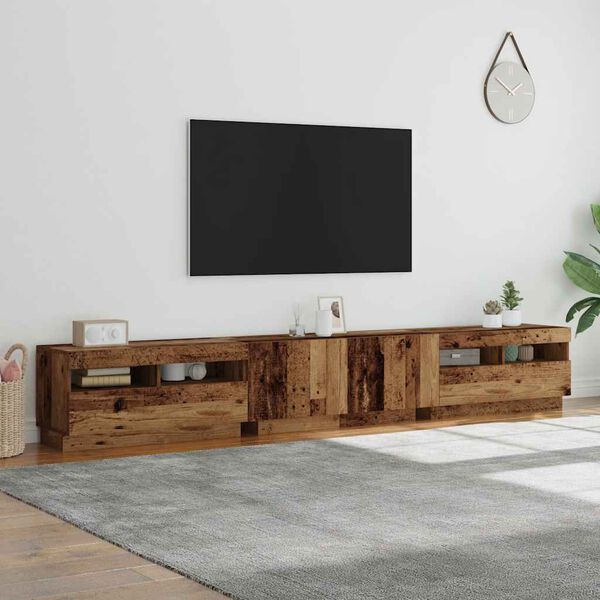 vidaXL TV-Schrank mit LED-Leuchten Altholz-Optik 260x35x40 cm