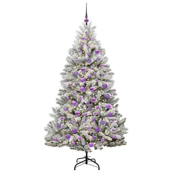 vidaXL Künstlicher Weihnachtsbaum Grün und Weiß 180 cm PVC und Metall