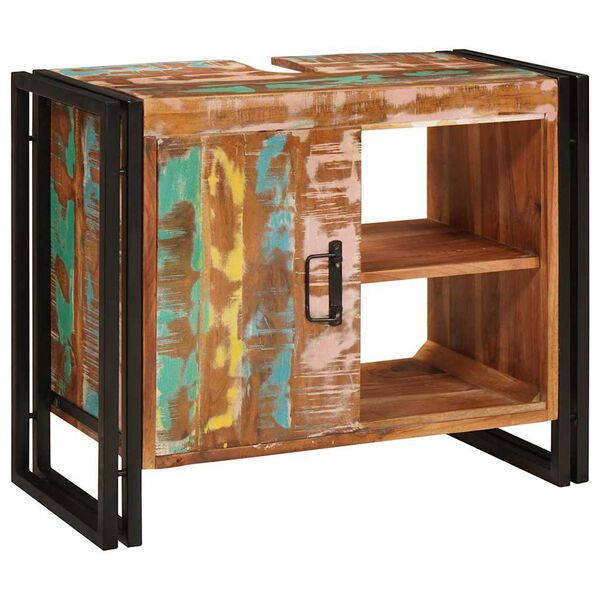 vidaXL Waschbeckenunterschrank Mehrfarbig Massives upgecyceltes Holz