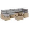 vidaXL Garten-Sofa-Set mit Kissen mit Speicher 8 pcs Beige Poly Rattan