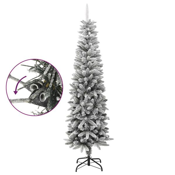 vidaXL K&uuml;nstlicher Weihnachtsbaum Schlank mit Schnee 210 cm PVC & PE