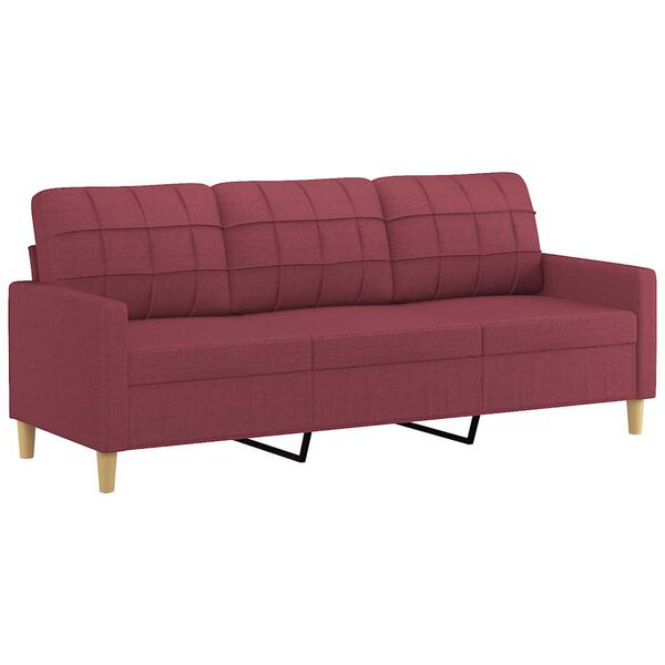 vidaXL 3-Sitzer-Sofa Weinrot 180 cm Stoff