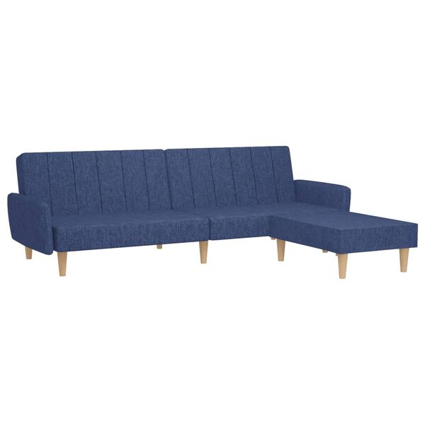 vidaXL Schlafsofa 2-Sitzer mit Fu&szlig;hocker Blau Stoff
