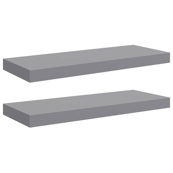 vidaXL Schwebende Wandregale 2 Stk. Grau 60x23,5x3,8cm MDF