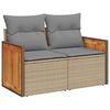 vidaXL 8-tlg. Garten-Sofagarnitur mit Kissen Beige Poly Rattan Akazie
