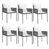 vidaXL Gartenst&uuml;hle mit Kissen 6 Stk. Braun 54x61x83 cm Poly Rattan