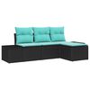 vidaXL Garten-Sofa-Set 4 stk. Schwarz und T&uuml;rkis Poly-Rattan