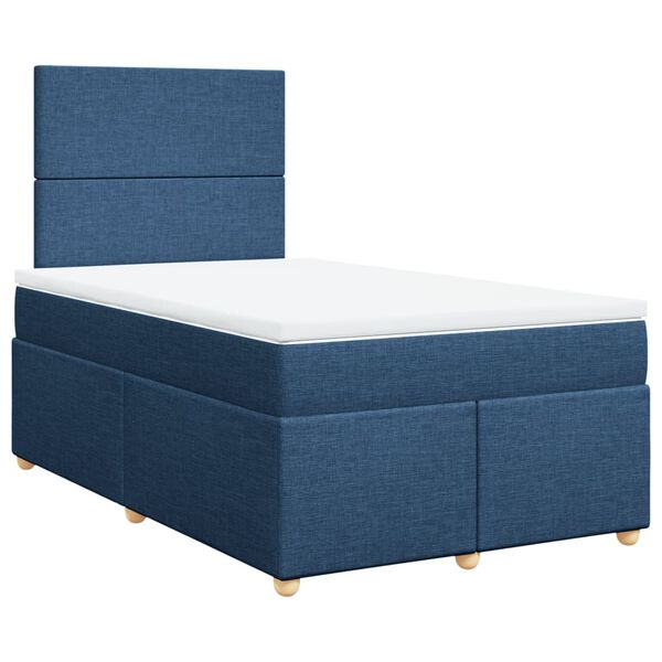 vidaXL Boxspringbett mit Matratze Blau 120x200 cm Stoff
