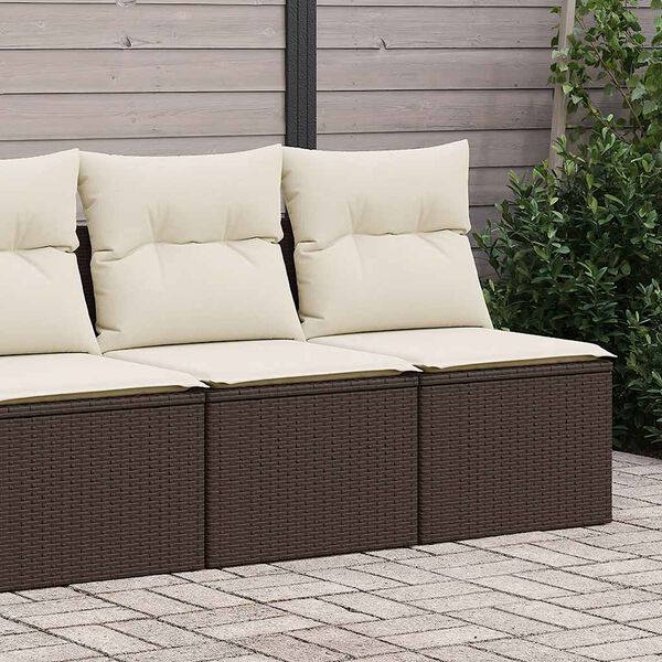 vidaXL 2-tlg. Garten-Sofagarnitur mit Kissen Braun Poly Rattan Akazie