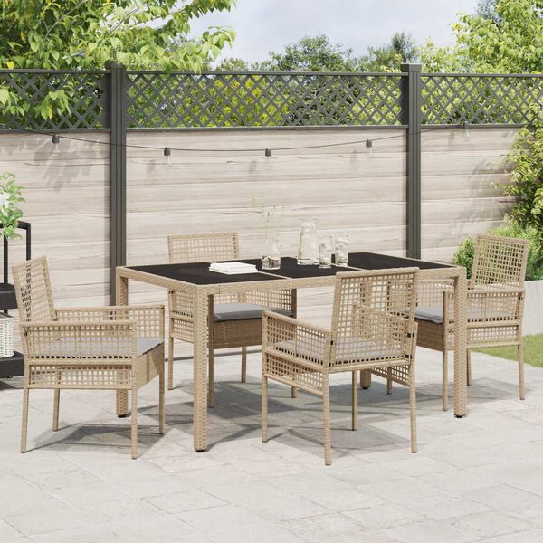 vidaXL Garten Essgruppe 5 pcs Beige Poly-Rattan
