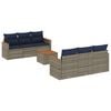 vidaXL 7-teiliges Gartensofa-Set mit Kissen, grau, Polyrattan