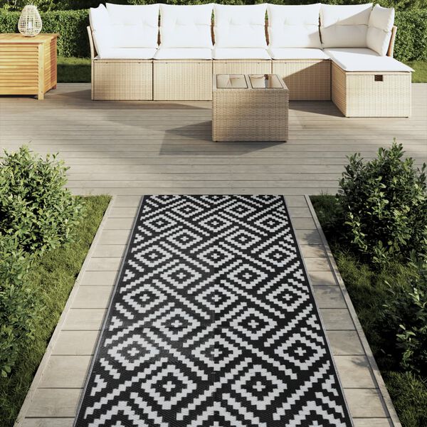 vidaXL Outdoor-Teppich ARAKIL Weiß und Schwarz 80x250 cm PP