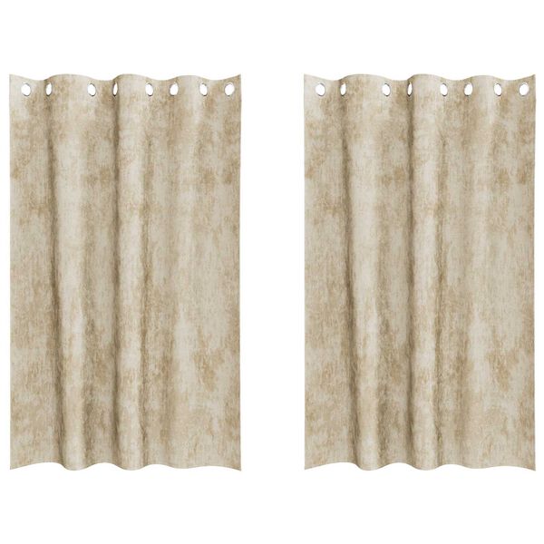 vidaXL Samtvorh&auml;nge mit Vorh&auml;ngen 2 pcs Creme 175 x 140 cm Samt