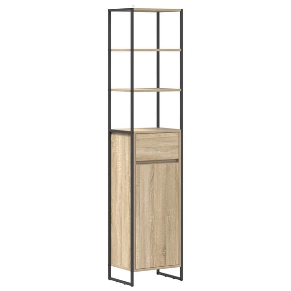 vidaXL Badezimmerschrank mit T&uuml;r Sonoma 40 x 30 x 180 cm Holzwerkstoff