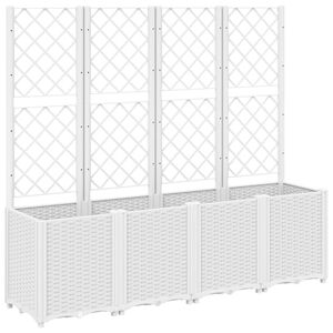 vidaXL Pflanzk&uuml;bel mit Rankgitter Wei&szlig; 160x40x140 cm PP