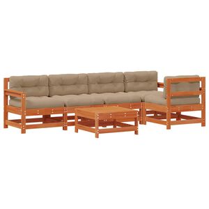 vidaXL Garten-Lounge-Set 6 pcs Wachsbraun Massives Kiefernholz