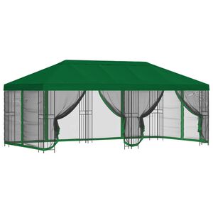 vidaXL Pavillon mit Seitenw&auml;nden 6 x 3 m Gr&uuml;n Polyester und Stahl 190