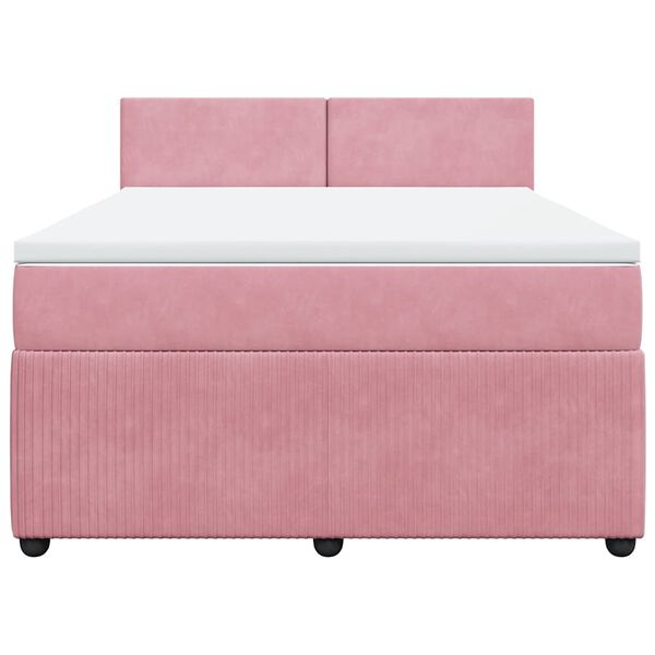 vidaXL Boxspringbett mit Matratze Rosa 140x200 cm Samt