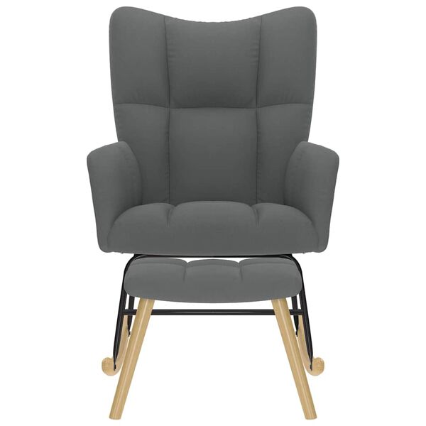 vidaXL Schaukelstuhl mit Fußhocker Dunkelgrau Stoff