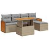 vidaXL 6-tlg. Garten-Sofagarnitur mit Kissen Beige Poly Rattan Akazie