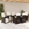 vidaXL Garten Essgruppe mit Kissen 7 pcs Braun Poly-Rattan