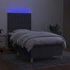 vidaXL Boxspringbett mit Matratze & LED Dunkelgrau 90x200 cm Stoff