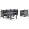 vidaXL 6-tlg. Garten-Lounge-Set mit Kissen Poly Rattan Grau