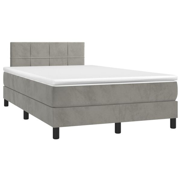 vidaXL Boxspringbett mit Matratze Hellgrau 120x200 cm Samt