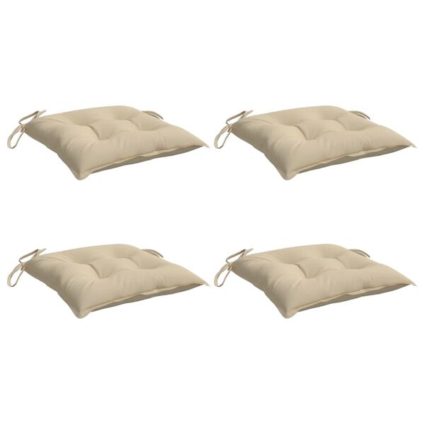 vidaXL Stuhlkissen 4 Stk. Beige 40x40x7 cm Oxford-Gewebe