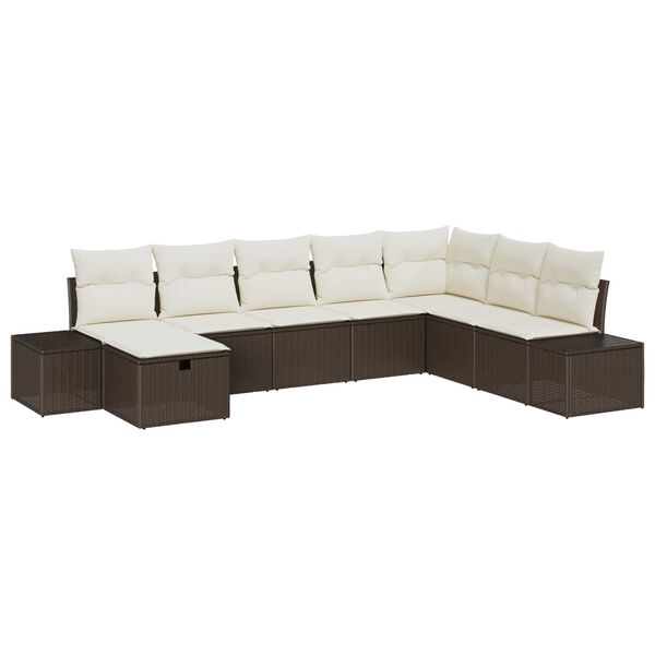 vidaXL Gartensofa-set mit Kissen 8 pcs Braun Poly-Rattan